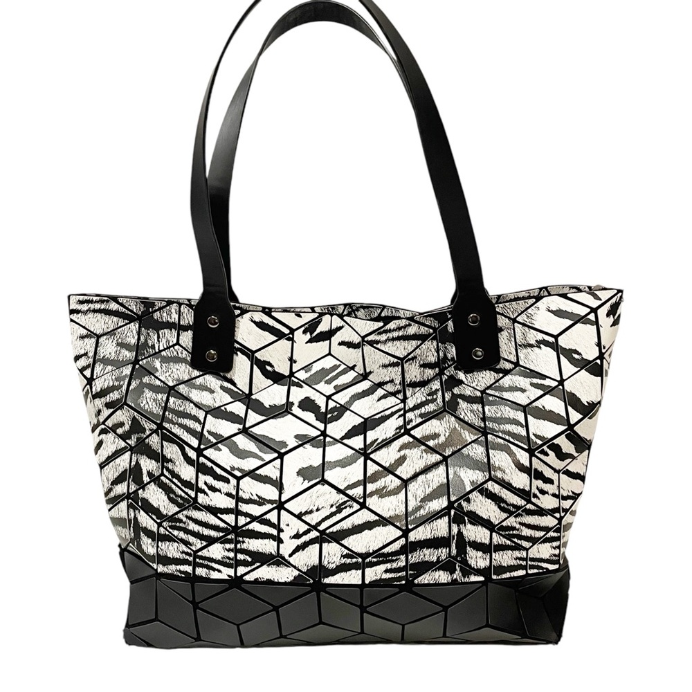 Patrizia‎ Luca Two Tone Geo Tote Bag Zebra Black